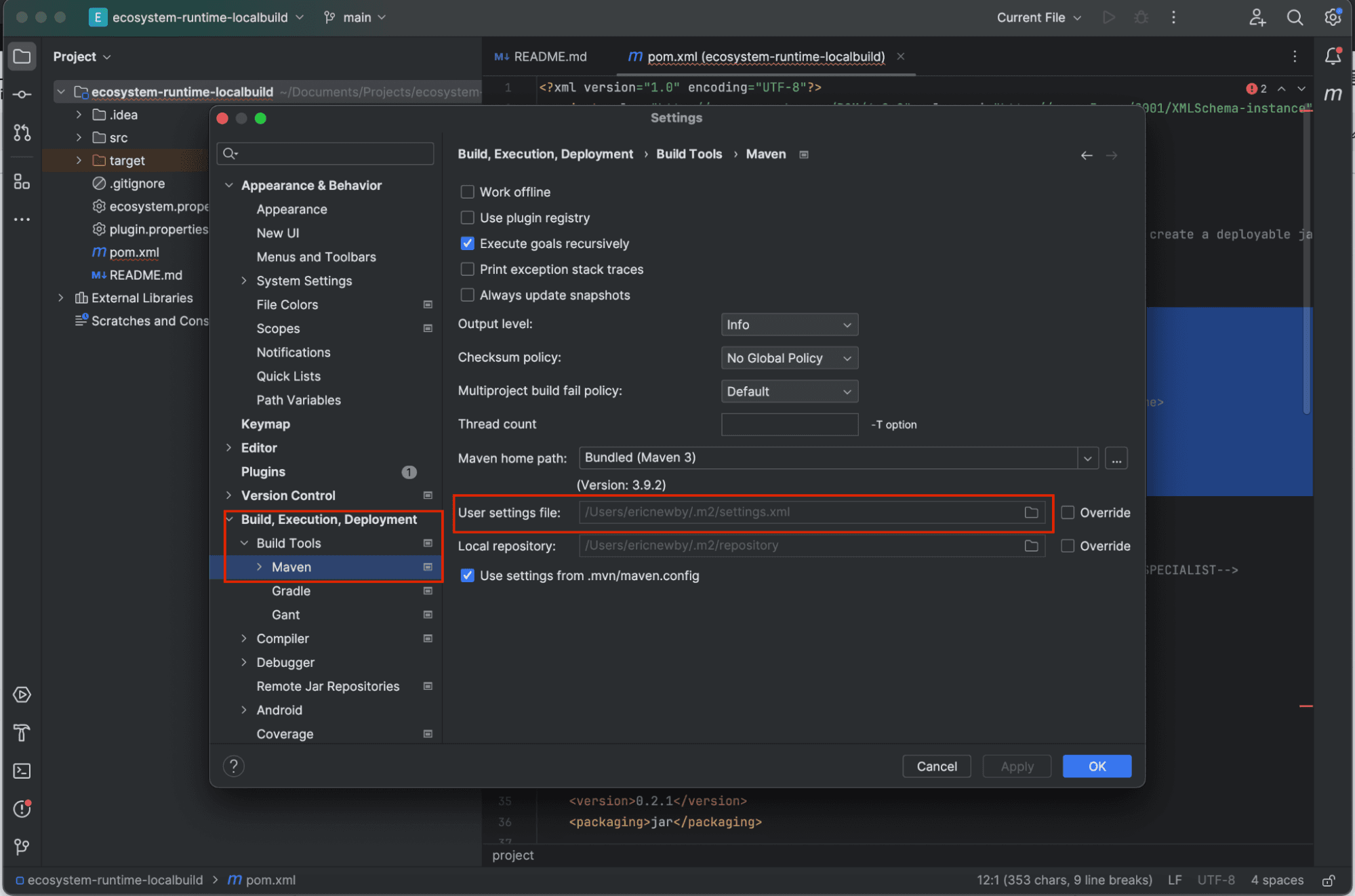 Maven user settings