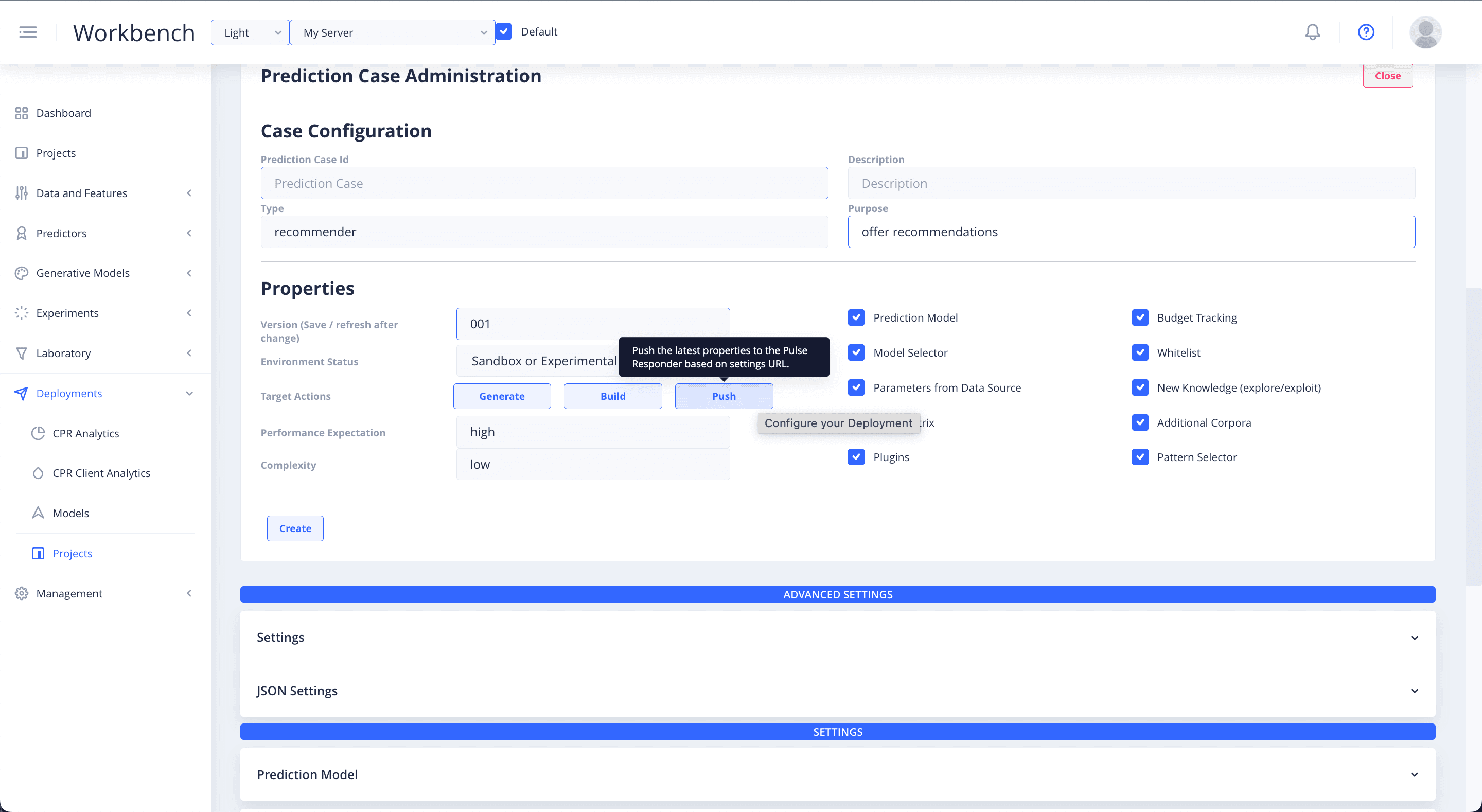 Push configuration